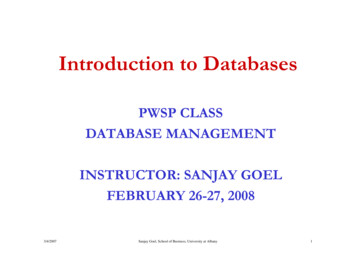 PWSP CLASS DATABASE MANAGEMENT INSTRUCTOR: 