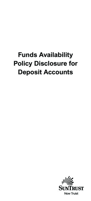 Funds Availability Policy Disclosure For Deposit Accounts