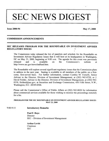 SEC NEWS DIGEST
