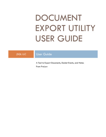 DOCUMENT EXPORT UTILITY USER GUIDE