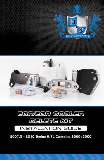 EGR/EGR Cooler Delete Kit Installation Guide 11 EGR/EGR .