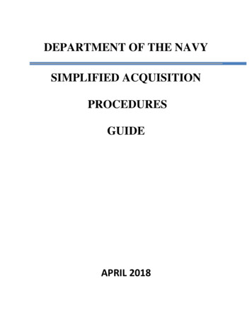 DEPARTMENT OF THE NAVY SIMPLIFIED ACQUISITION 
