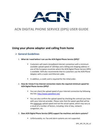 ACN DIGITAL PHONE SERVICE (DPS) USER GUIDE