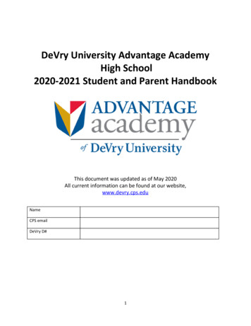 DeVry University Advantage Academy High School 2020-2021 .