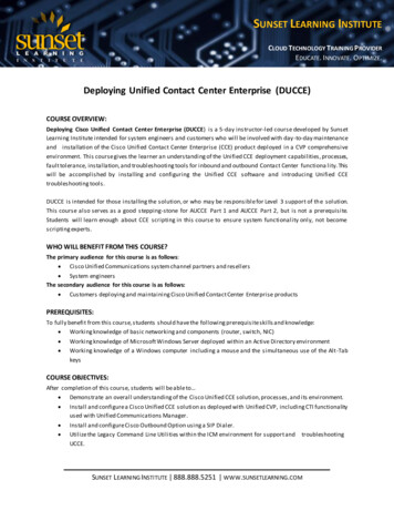 Deploying Unified Contact Center Enterprise (DUCCE)