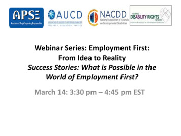 Webinar Series: Employment First: From Idea To Reality