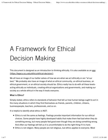 A Framework For Ethical Decision Making