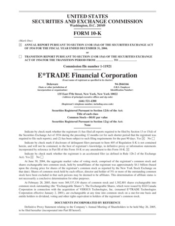 Commission File Number 1-11921 E*TRADE Financial Corporation