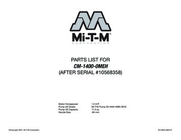 PARTS LIST FOR CM-1400-0MEH - Mi-T-M Equipment Sales