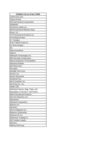Exhibitor List As Of Jan 2 2018 - PPAI