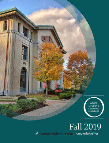 OsherCMU Fall 2019 Catalog - Cmu.edu