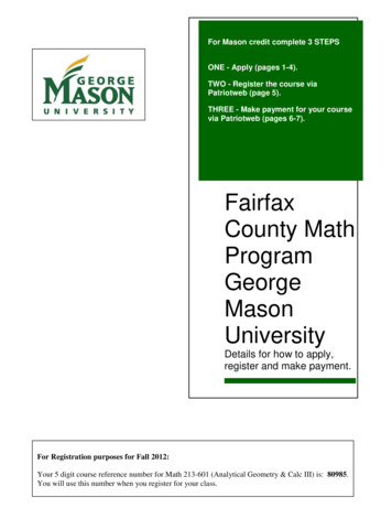 For Mason Credit Complete 3 STEPS ONE - Apply (pages 1-4 .