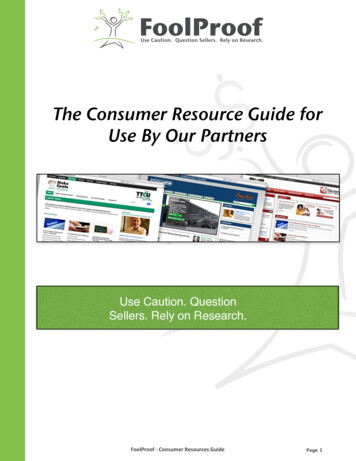 The Consumer Resource Guide For Use By Our Partners