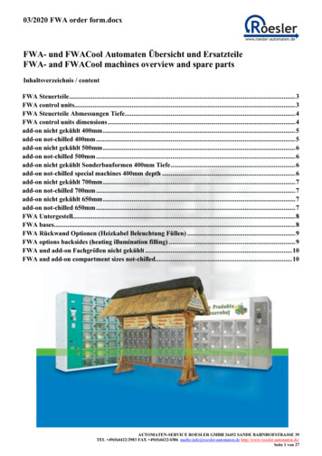 FWA Order Form And Spare Parts - Verhoevenautomaten.nl