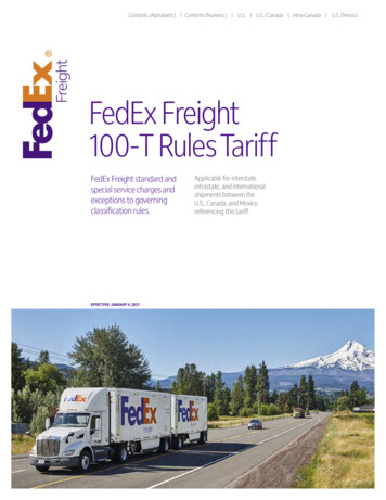 FedEx Freight 00-T 1 Ruleariff S T
