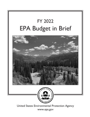 FY 2022 EPA Budget In Brief