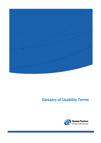 Glossary Of Usability Terms - Human Factors