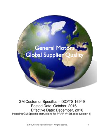 General Motors Global Supplier Quality