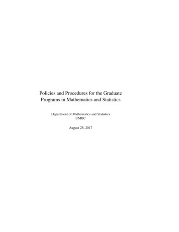 Policies And Procedures For The Graduate Programs . - UMBC