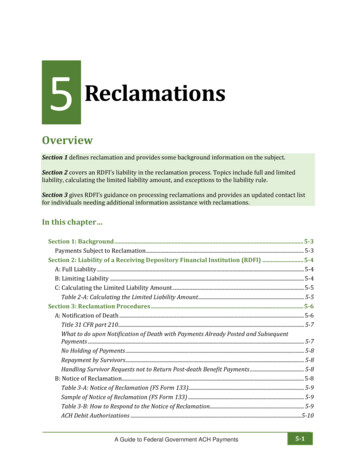 5 Reclamations - Treasury
