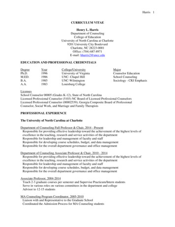CURRICULUM VITAE Henry L. Harris - Counseling UNC 