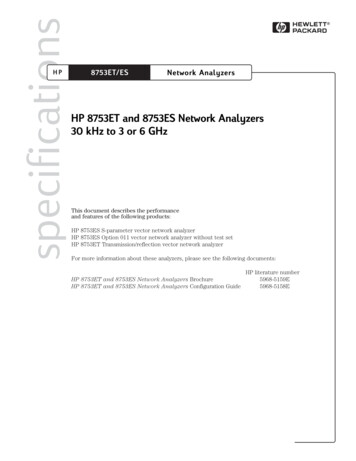 HP 8753ET And 8753ES Network Analyzers 30 KHz To 3 Or 6 GHz