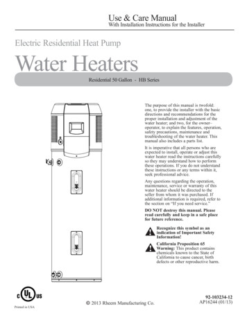 Electric Residential Heat Pump Water Heaters