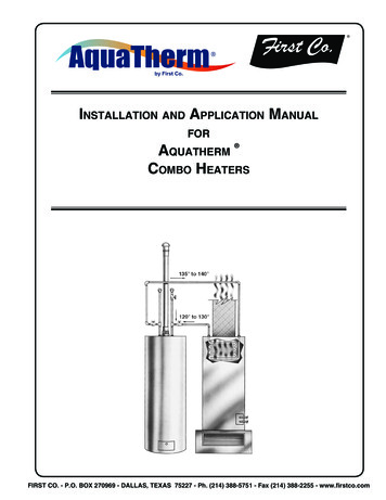 I And ApplIcatIon Anual For AquatherM CoMbo Heaters