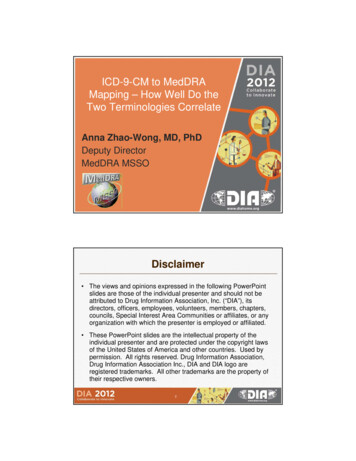 ICD-9-CM To MedDRA Mapping – How Well Do The Two .