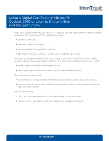 Using A Digital Certificate In Microsoft Outlook 2010 Or .
