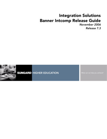 Integration Solutions / Banner Intcomp Release Guide / 7