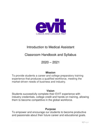 Introduction To Medical Assistant Classroom Handbook And .