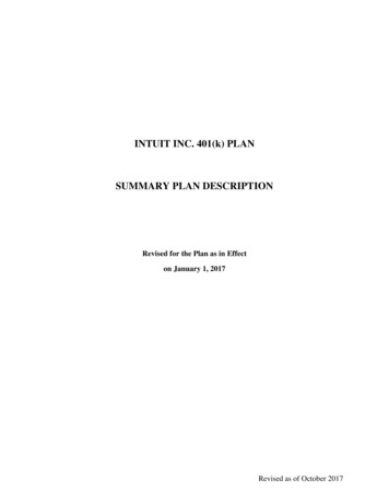 INTUIT INC. 401(k) PLAN SUMMARY PLAN DESCRIPTION