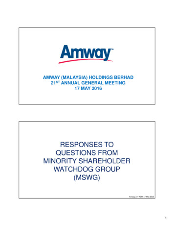 RESPONSES TO QUESTIONS FROM MINORITY SHAREHOLDER 