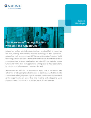 ISVs Accelerate Their Applications With BIRT And ActuateOne