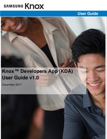 Knox Developers App (KDA) User Guide V1
