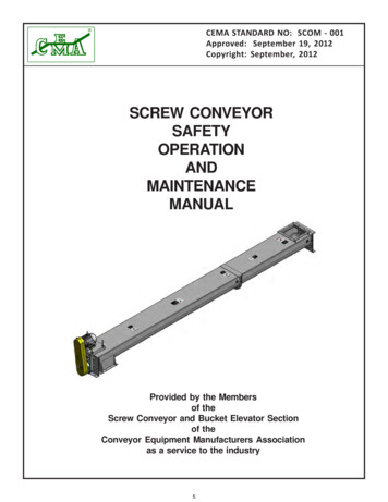 SCREW CONVEYOR SAFETY OPERATION AND MAINTENANCE 