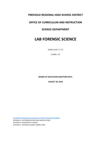 2010 Lab Forensic Science