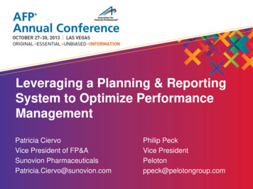 Leveraging A Planning & Reporting System To Optimize .