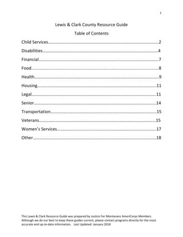 Lewis & Clark County Resource Guide Table Of Contents