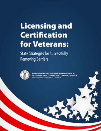 Licensing And Certification For Veterans - DOL