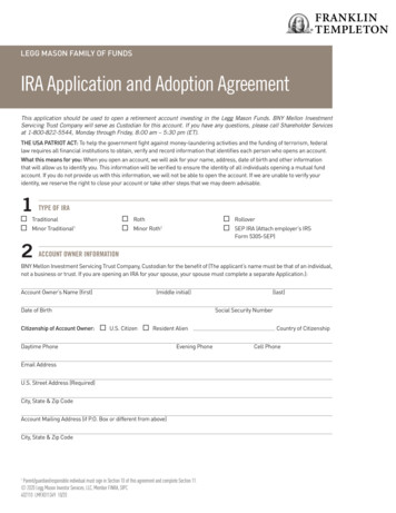 Legg Mason IRA Application And Adoption Agreement