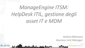 ManageEngine ITSM: HelpDesk ITIL, Gestione Degli Asset 