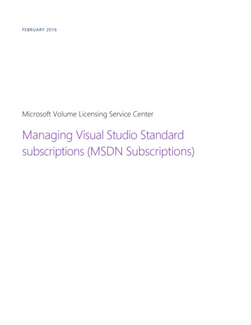 Managing Visual Studio Standard Subscriptions ( MSDN .