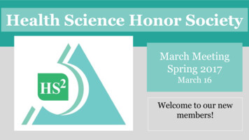 Spring 2017 March Meeting March 16 Health Science Honor .