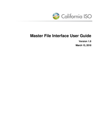 Master File Interface User Guide - Caiso 