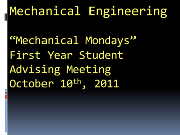 “Mechanical Mondays” First Year Student . - Me.mtu.edu