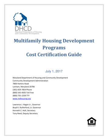 Multifamily Housing Development Programs Cost .