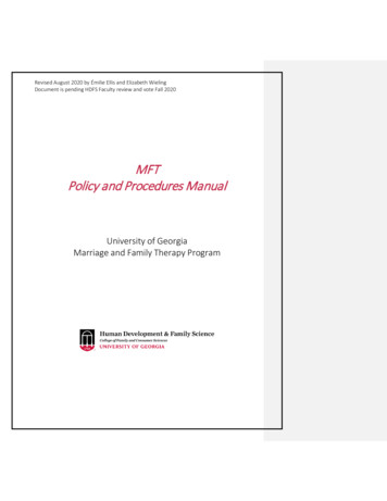 MFT Policy And Procedures Manual - University Of Georgia