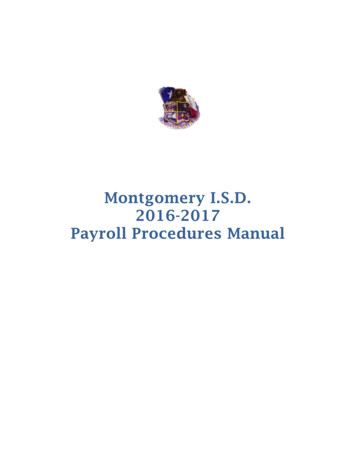 Montgomery I.S.D. 2016-2017 Payroll Procedures Manual